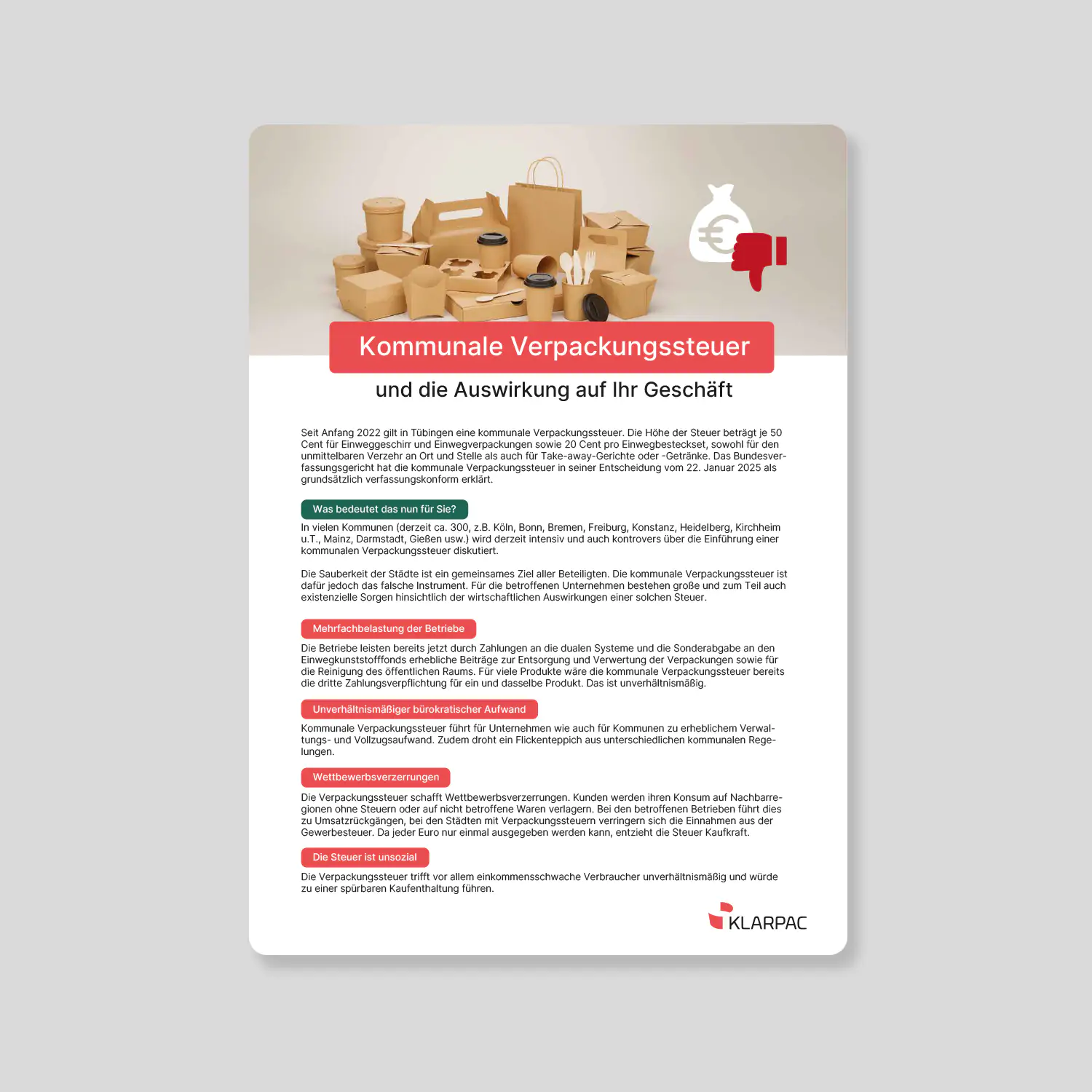 kommunale Verpackungssteuer